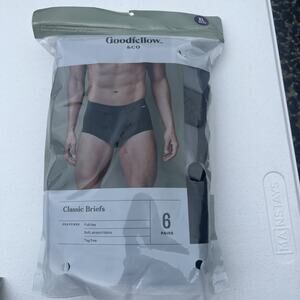 GOODFELLOW & CO Classic Briefs Mens 6 Pk Stretch Tag Free Blue Black Gray Sz XL